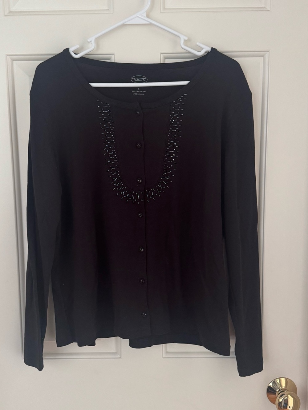 Talbots Black Pima Cotton Cardigan Top